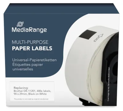 Produktbild von MediaRange Papieretiketten Brother DK-11201 29x90mm 400St ws