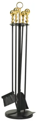 Produktbild von 4tlg Messing Kaminbesteck Ofenbesteck Kamingarnitur