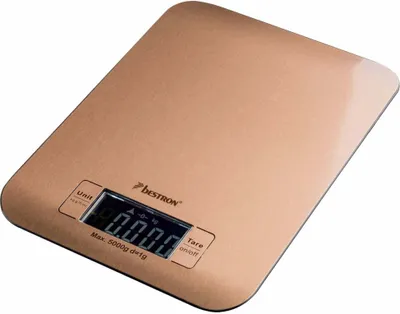 Produktbild von Bestron Digitale Küchenwaage, mit LCD-Anzeige, Tragkraft 5 kg, Präzision auf 1g, Farbe: Kupfer