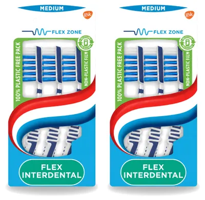 Produktbild von 2 x Aquafresh Flex Interdental Zahnbürste - Medium - Vorteilspackung - 2 Stücke