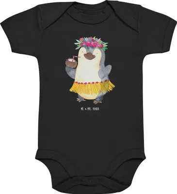 Produktbild von Mr. & Mrs. Panda Strampler Pinguin Kokosnuss 6. - 12. Monat - Schwarz - Geschenk, Urlaub, Kurzarmbody, Tanzen, overall baby, Babystrampler, Hawaii, Babybody, Erholt