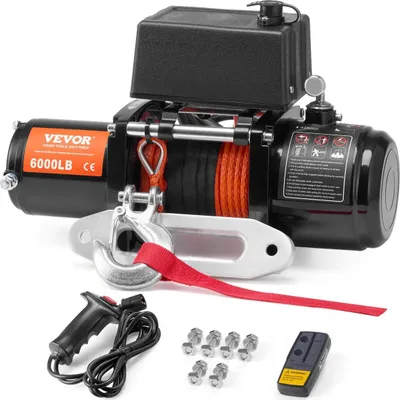 Obrázok produktu pre Elektrický navijak pre nákladné vozidlá 6000 lb Syntetické lano Vodotesné diaľkové ovládanie
