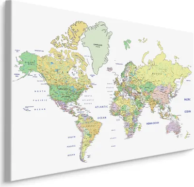 Produktbild von Fabelhafte Canvas LEINWAND BILDER 120x80 cm XXL Kunstdruck Weltkarte Bunt Aufschriften