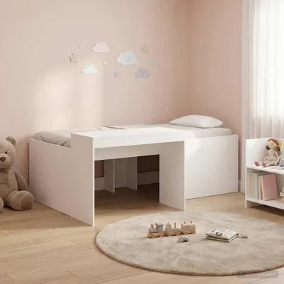 Image de Maison Exclusive - Lit mezzanine avec bureau pour enfants, blanc, 90 x 200 cm