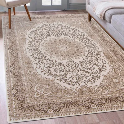 Produktbild von Mazovia Teppich Beige Orientalisch Vintage - Wohnzimmer, Schlafzimmer, Esszimmer, Büro, Kurzflor Rechteckig - ®, Braun - 160 x 230 cm