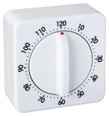 Produktbild von EUROTIME mechanischer 120-Minuten-Timer, aus Kunststoff, Weiß, mit Haltemagneten