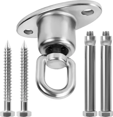 Produktbild von Belle Vous Schwerlast Schaukel Befestigung mit Kugellager - 360Grad Drehbarer Edelstahl Schwerlast Deckenhaken mit Schrauben - 540kg Tragfähigkeit -