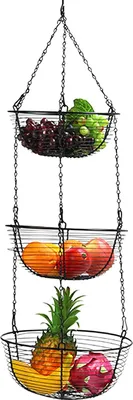 Produktbild von 3 Etage Obstkorb Gemüsekorb    für Obst Hängekorb  Schwarz      84cm Obstspender  , Küche, Restaurants