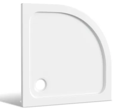 Obrázek produktu pro Dřezová vana Ikodm, 90 x 90 cm, čtvrtkruhová, výška 4 cm, akryl, odpadní otvor o průměru 90 mm, bílá barva