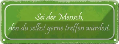 Produktbild von vianmo Blechschild 10x27 cm sei der Mensch den du selbst Dekoration Spruch Zitat
