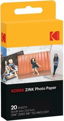Zdjęcie produktu dla Kodak ZINK Photo Paper, 20 szt., Stany Zjednoczone, 124 mm, 65 mm, 18 mm, 35 g
