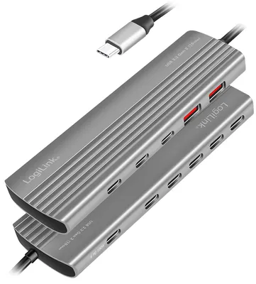 Immagine prodotto di LogiLink UA0415 Hub LogiLink USB 3.2 ultrasottile, 10 porte, 2x USB-A, 8x USB-C