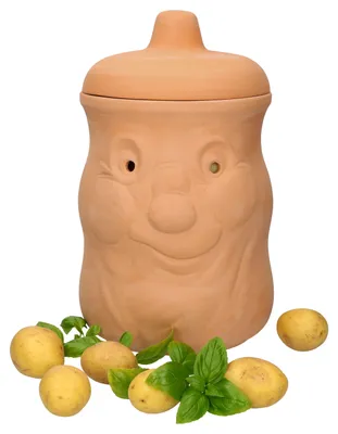 Zdjęcie produktu dla Pojemnik na ziemniaki Mambocat Karl terakotowy słoik z pokrywką, przechowuje ok. 1,5 kg ziemniaków