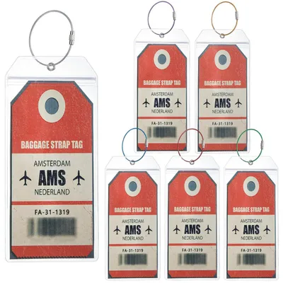 Produktbild von Gepäckanhänger für Kreuzfahrten 6 Stück 18,5 x 8,5cm Transparent Wasserfest PVC mit Metallband