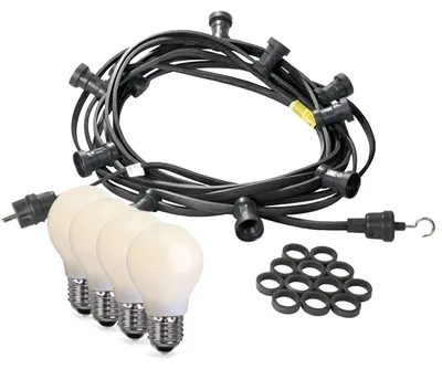 Produktbild von Illu/Partylichterkette 50m - Außenlichterkette schwarz -  Germany- 50 opale LED Tropfenlampen