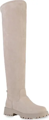 Produktbild von VAN HILL Damen Leicht Gefüttert Overknees Stiefel Profil-Sohle Schuhe 838114, Farbe: Beige Velours, Größe: 39