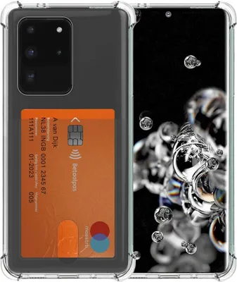 Immagine prodotto di Smartphonica Custodia per telefono adatta a Samsung Galaxy S20 Ultra con supporto per schede in silicone traslucido - Custodia trasparente in TPU antiurto con slot per schede