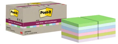 Image de Post-it® Super Sticky Recycling Notes repositionnables Coloré 47x47mm 12 Blocs Set