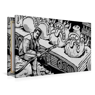 Produktbild von Calvendo Textil-Leinwand 120 cm x 80 cm quer Ein Motiv aus dem Kalender Schwarz Weiße Graffiti Impressionen aus Bielefeld, Schwarzer Kurt; 7383726