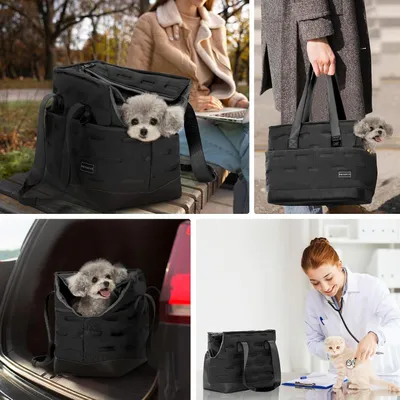 Produktbild von Faltbare Hundetasche - Schultertasche Tragetuch - Welpentasche für kleine Hunde und Katzen schwarz.
