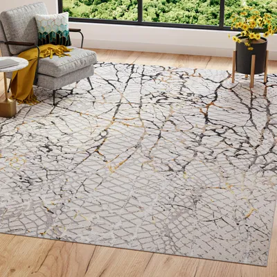 Produktbild von Tapiso Teppich GOLDEN Modern Kurzflor Grau Golden 160 x 230 cm