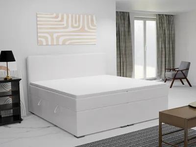 Productafbeelding van FEDVE Boxspringbed slaapkamerbed KANTON met 2 bedopslagen, tweepersoonsbed met Bonell-matras en topper, 140x200