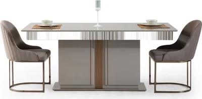 Image de Élégant ensemble de salle à manger se compose de table à manger + 4x chaises de couleur beige 5pcs.