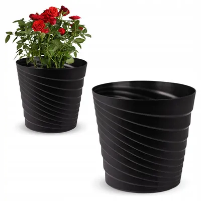 Produktbild von OMAGO Moderner Blumentopf gerippt Anthrazit 18cm