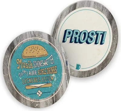 Produktbild von itenga 50x Bierdeckel Untersetzer BBQ retro Grillparty Geburtstag Burger