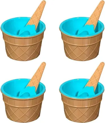 Obrázek produktu pro 4 skleněné misky s lžičkami – modré