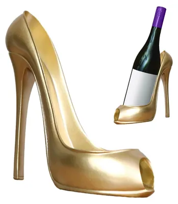 Imagen del producto de Soporte elegante para botellas de vino con diseño de tacón alto