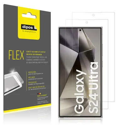 Zdjęcie produktu dla 2x folia ochronna do Samsung Galaxy S24 Ultra, 100% pokrycia ekranu, Dipos Flex