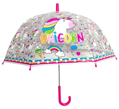 Produktbild von Kinder Regenschirm Einhorn transparent Stockschirm PVC groß ab 3 Jahren