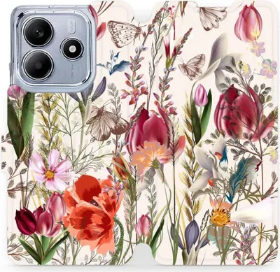Immagine prodotto di Custodia per cellulare con sportello per Xiaomi Redmi Note 14 5G, Mobiwear Book, mazzo di fiori
