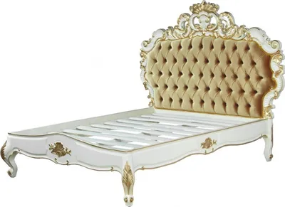 Produktbild von Barock Bett Venice Superior Weiß / Gold Samtstoff 180 x 200 cm aus der Luxus Kollektion von Casa Padrino