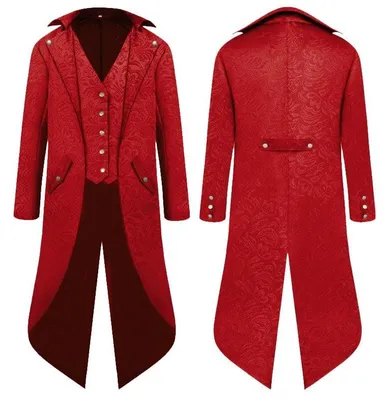 Produktbild von Steampunk-Jacke für Herren – im mittelalterlichen Piratendesign – rot