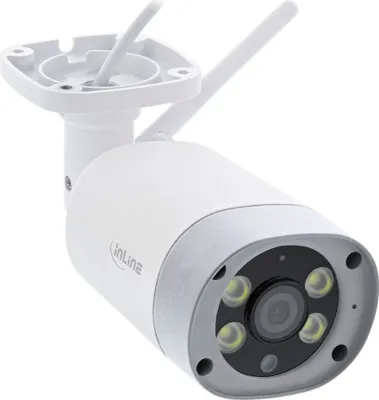 Immagine prodotto di InLine SmartHome HD - Telecamera di rete per la sorveglianza - da esterno - resistente alla polvere/all'acqua - a colori (giorno e notte) - 1920 x 1080 - lunghezza focale fissa - wireless - Wi-Fi - H.264 - DC 12 V (40162)