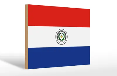 Produktbild von Holzschild Flagge Paraguays 30x20cm Flag of Paraguay