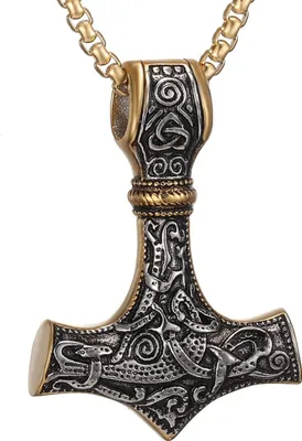 Image de Viking Marteau de Thor Collier en acier inoxydable 50/60/70cm argent/noir/or