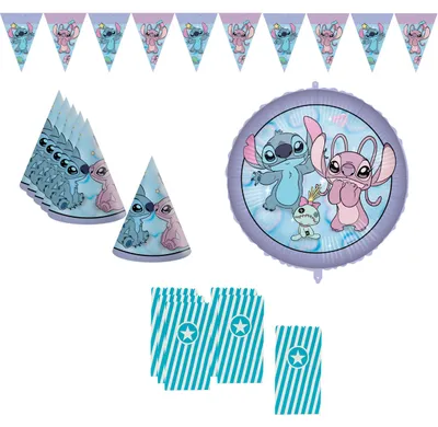 Produktbild von 14-tlg. Stitch & Angel Cute Partyset für Kindergeburtstag