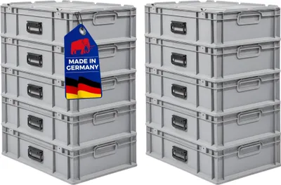 Produktbild von SuperSparSet 10x Eurobox NextGen Portable  Germany | HxBxT 18,5x40x60cm | 34 Liter | Grau | Eurobehälter, Transportbox, Transportbehälter, Stapelbehälter