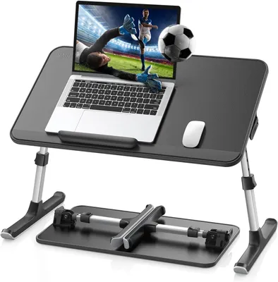 Immagine prodotto di Tavolo da scrivania Bettisch, dimensioni 52 x 30 cm, colore nero, adatto per laptop da 17 pollici, regolabile in altezza, ideale per l'ufficio domestico