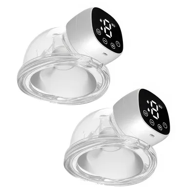 Produktbild von Milchpumpe, Doppelflaschen-Milchpumpe, leises LED-Display, 3 Modi, 9 Geschwindigkeiten, 1200 mAh, mit Aufbewahrungstasche, zum Stillen geeignet (2er-P