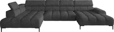 Produktbild von Plaza Ecksofa in U-Form, Linke Seite, Funktional Komfortable Schlaffunktion Verstellbare Kopfstützen Verstellbarer Sitz Wellenfedersystem Hochelastischer Schaum 385x216 cm, Graphit