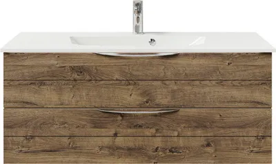 Produktbild von Pelipal Badmöbel-Set Sunline 300 BxHxT 117 x 49,9 x 48 cm Frontfarbe eiche ribbeck Badmöbel-Set mit Waschtisch Mineralma