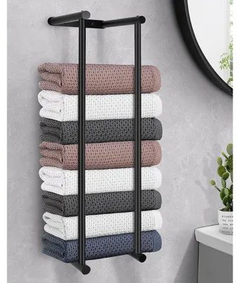 Immagine prodotto di Portasciugamani da parete, 75 cm, nero, acciaio inossidabile, alta capacità