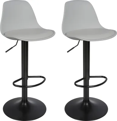 Produktbild von 2er Set Barhocker mit Lehne Barstuhl Kunstleder Höhenverstellbar hellgrau