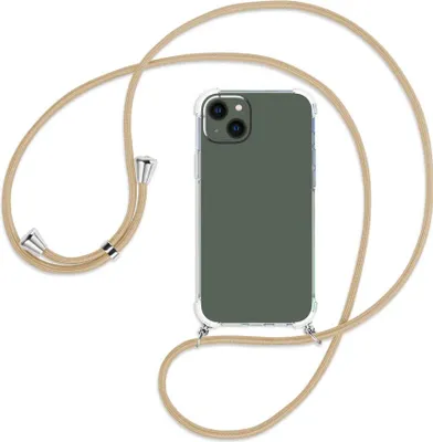 Produktbild von Handykette Backcover-Schutzhülle mit Band (Metall silberfarben) für Apple iPhone 14 Plus (6.7'') - caramel