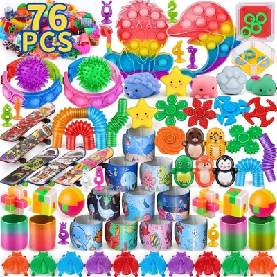 Imagen del producto de Juego de juguetes antiestrés, de 76 piezas, de colores, para niños, ideal para fiestas