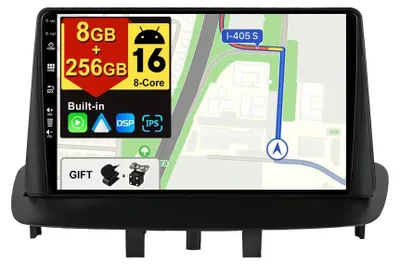Obrázok produktu pre Android 14, autorádio IPS, 8G+256G pre Renault Megane 3 | Bezdrôtové pripojenie CarPlay/Android Auto | 9-palcový 2DIN